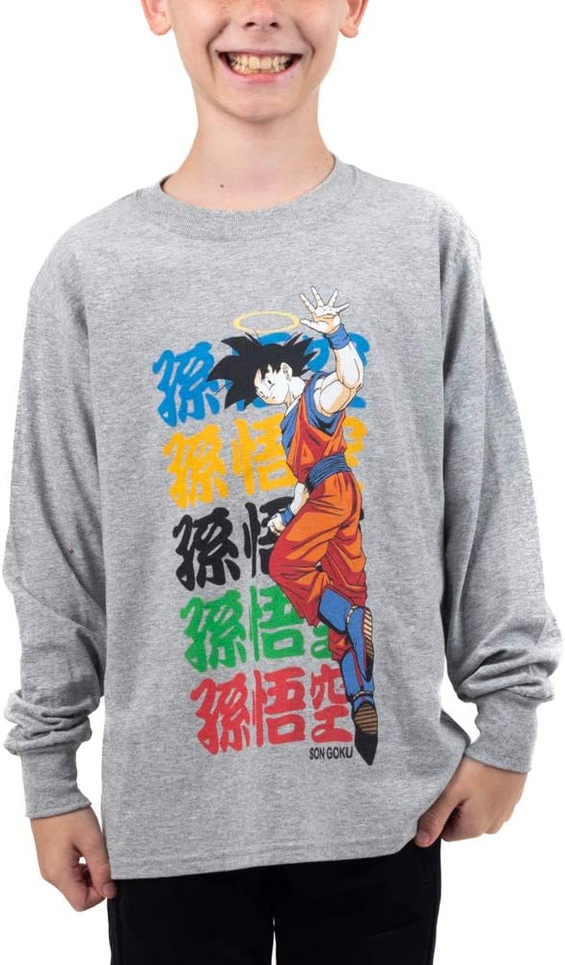 Dragon Ball Z Anime Cartoon Boys Grey Long Sleeve Shirt